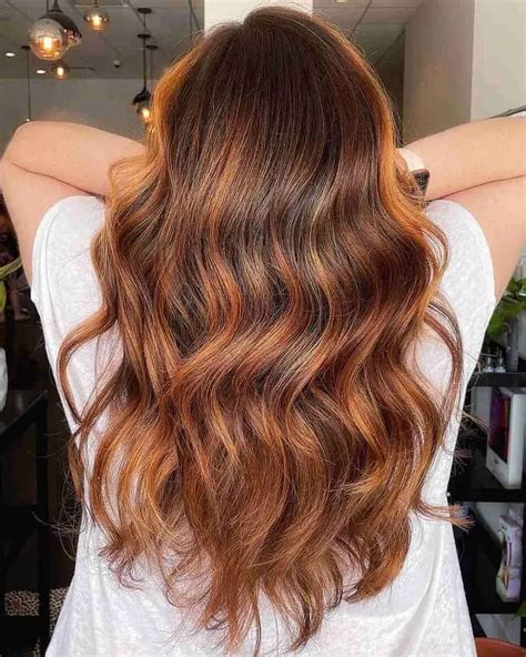 brown hair copper balayage